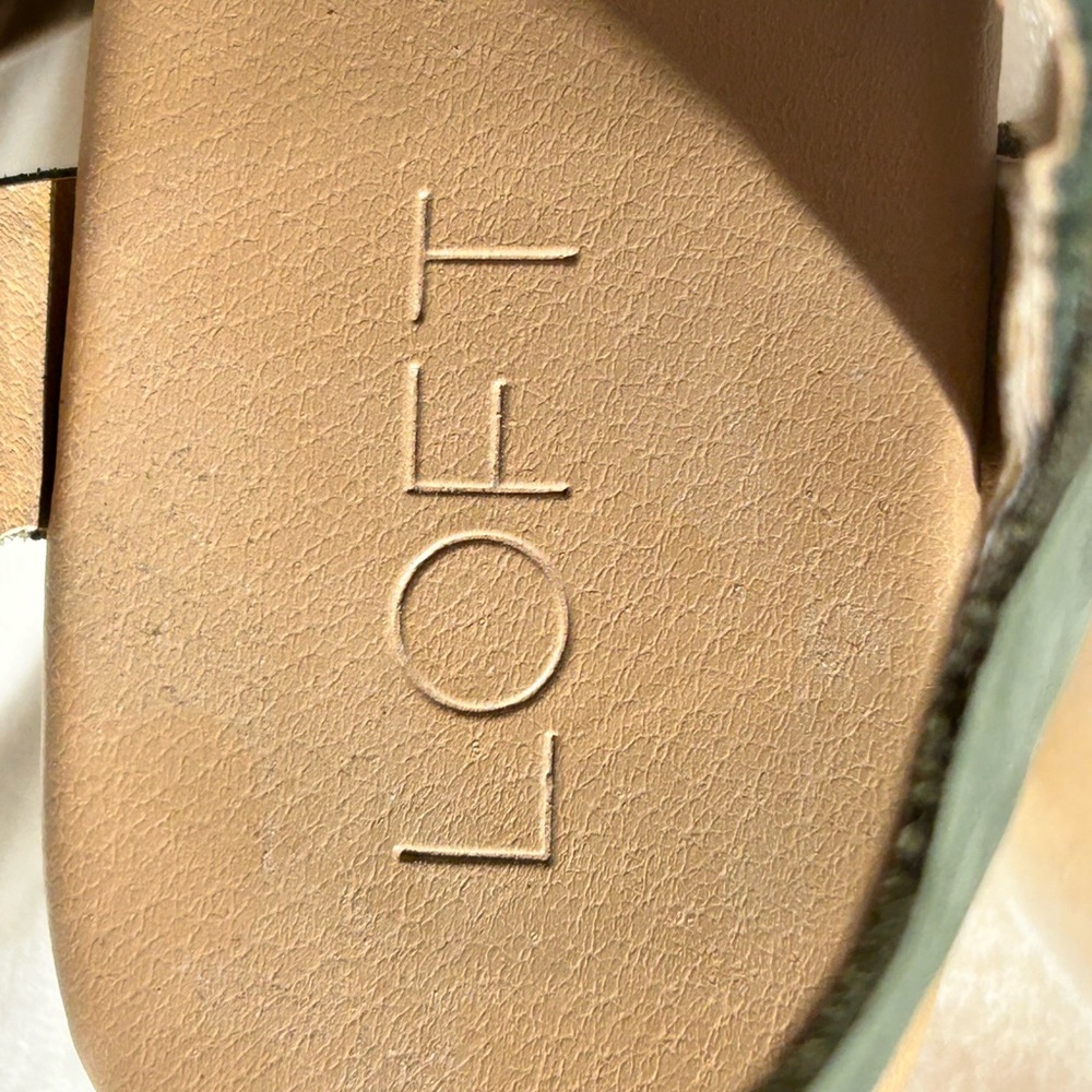 LOFT Olive Green Strappy Leather clog chunky block heel  Platform Sandals size 7 - Picture 10 of 11